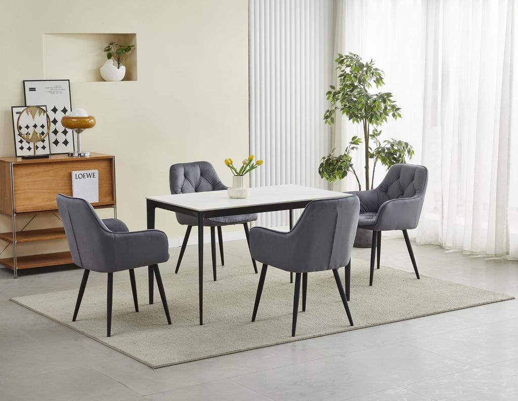 JORK Chair - Dark Gray Velvet / Black Legs X 1