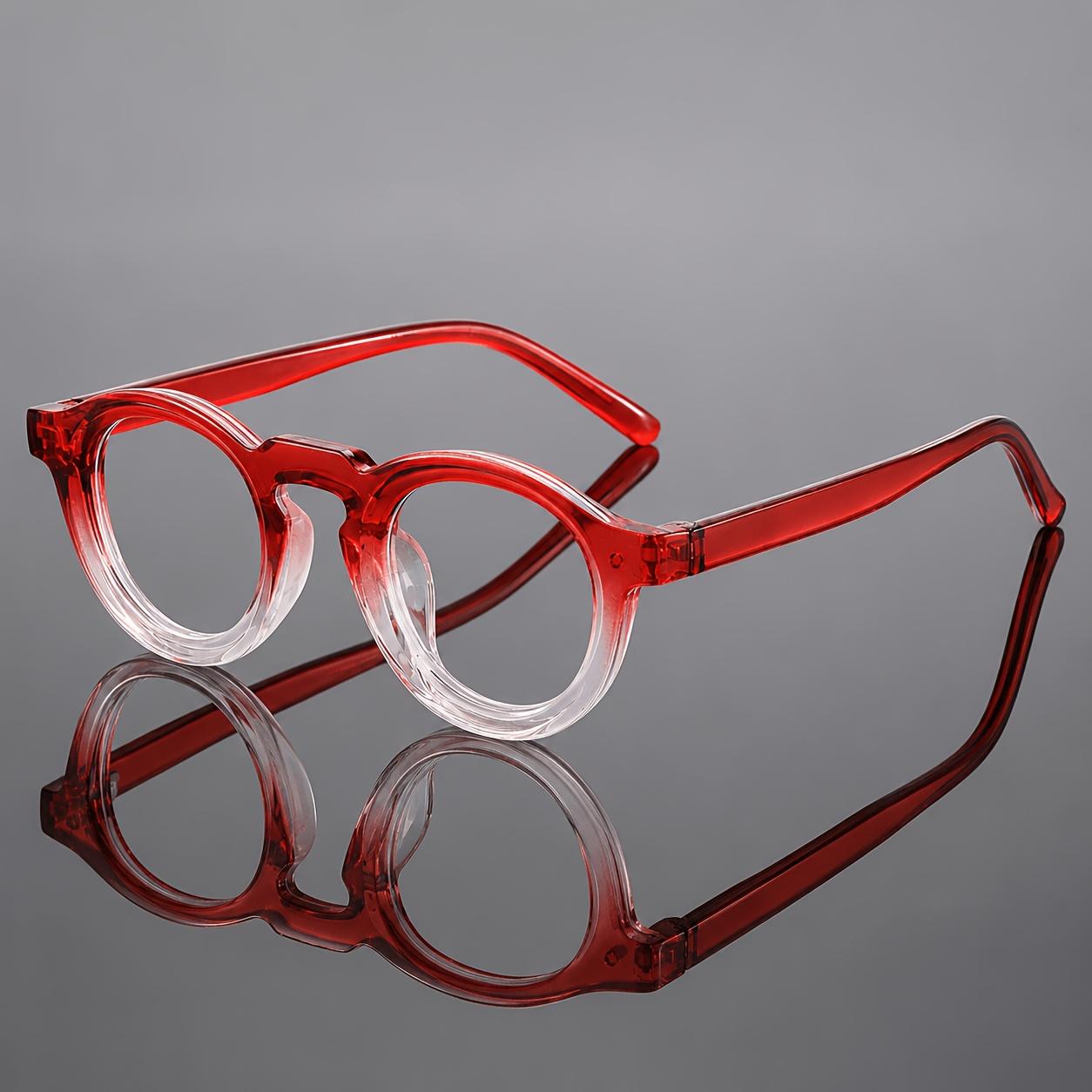 Retro Komfort Herren Kleine Runde Brille Trendig Einfach Damen Elegante Leichte Brille Beliebte Tragbare Lässige Brille weiß/rot