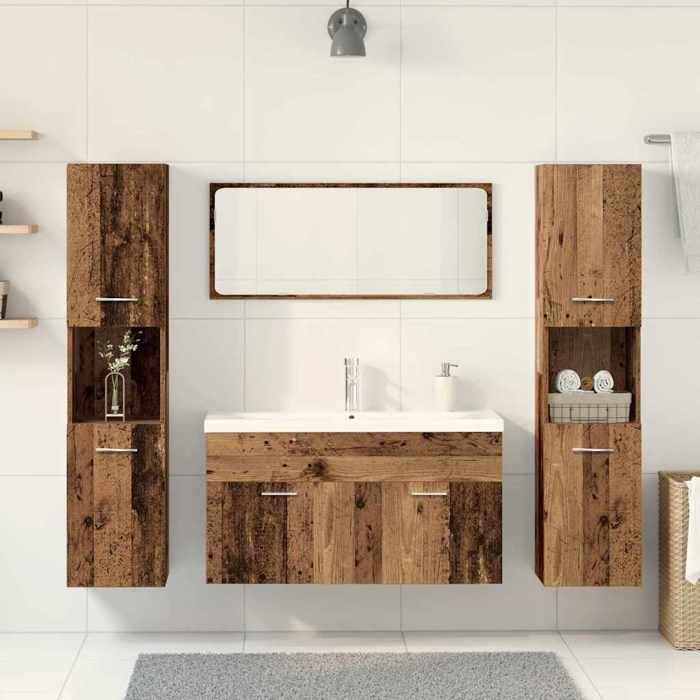 VidaXL Ensemble de meubles salle de bain 5 pcs bois d'ingénierie, armoire de salle de bain, armoire de rangement de 3328919