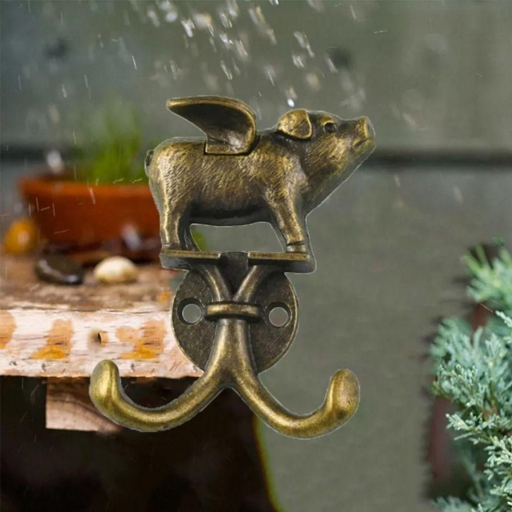 Vintage Decorative Flying Pig Wall Hook Heavy Duty Towel Hooks for Kitchen Bathroom Bedroom