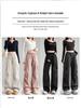 Women's Retro White & Grey Quick-Dry Wide Leg Pants for Spring/Summer 2026 - Outdoor & Mountaineering Style