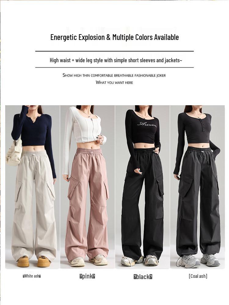 Women's Retro White & Grey Quick-Dry Wide Leg Pants for Spring/Summer 2026 - Outdoor & Mountaineering Style