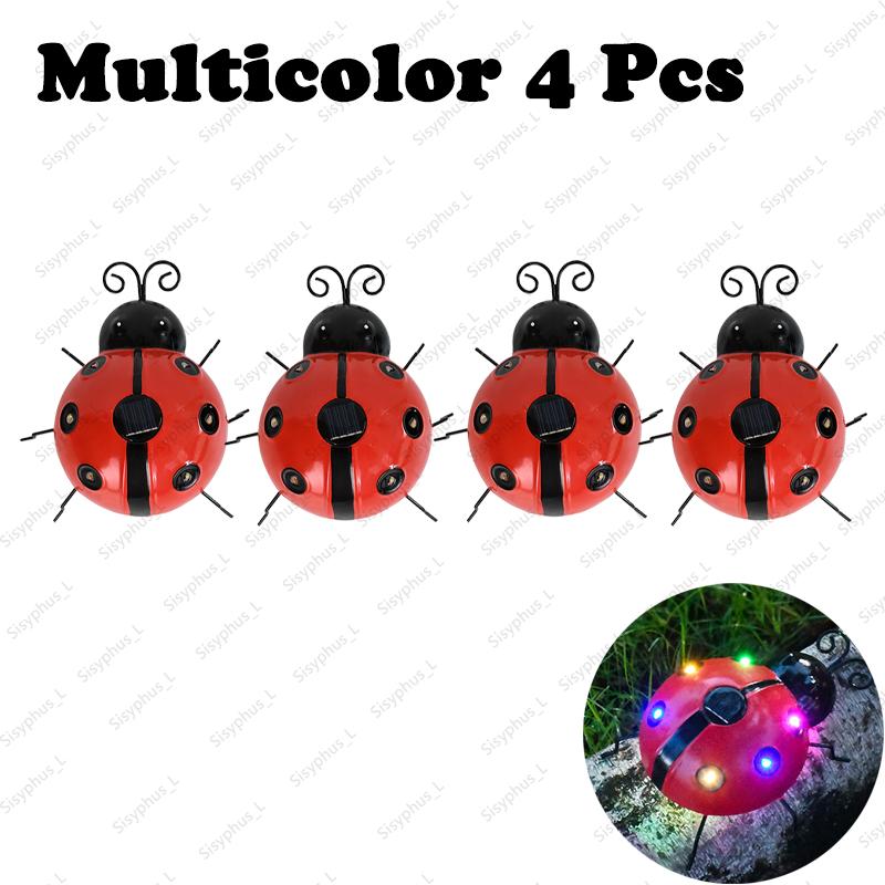 1-4Pcs Solar Ladybug Lamp Outdoor IP65 Waterproof Anti Corrosion LED Solar Powered Light For Garden Lawn Tree Landscape Decor