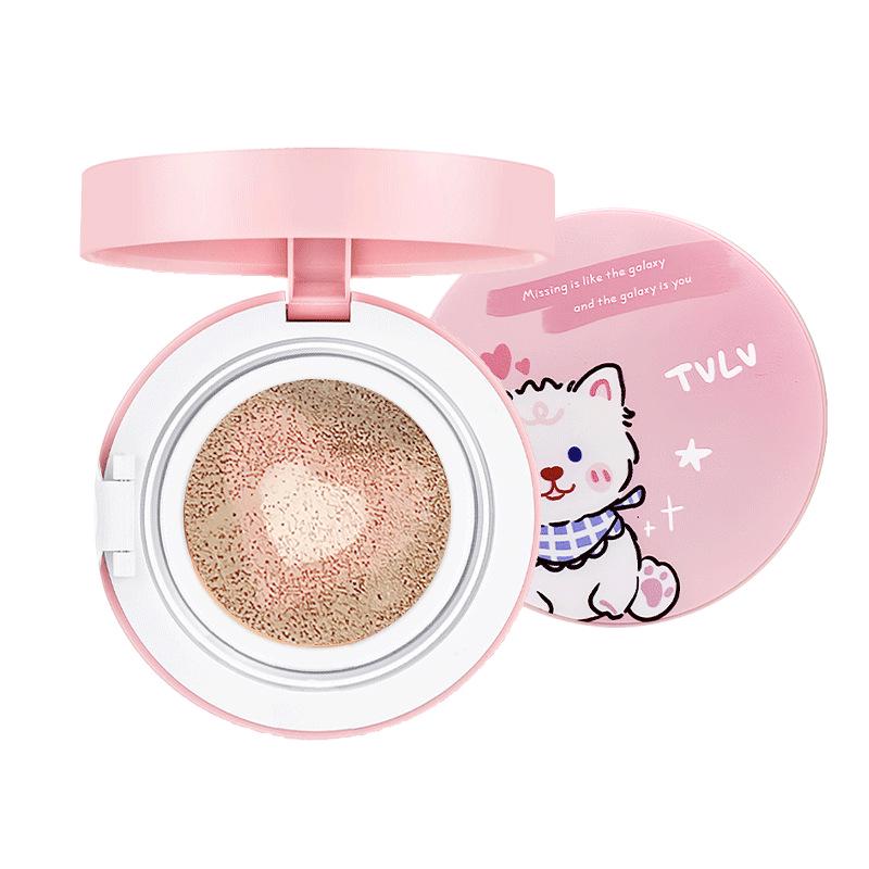 TVLV Silk Mist Soft Focus Cushion Cream: 3-Color, 10g, Includes Mirror & Puff for Smooth, Non-Sticky Application.