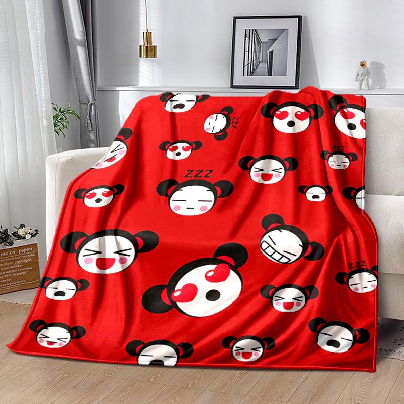 1pc Blanket Pucca1 Print Design, Lightweight Blanket for Sofa, Bed- Soft &Warm, Gift for All Seasons like Christmas, Halloween