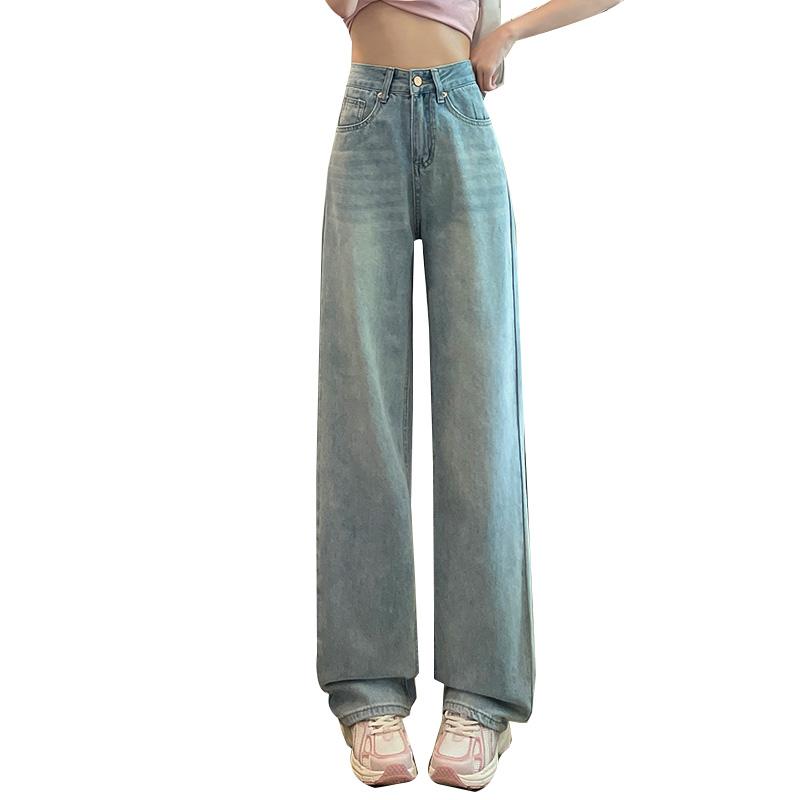 Schlagjeans für Damen, modische Jeanshose mit weitem Bein, hohe Taille, bequem