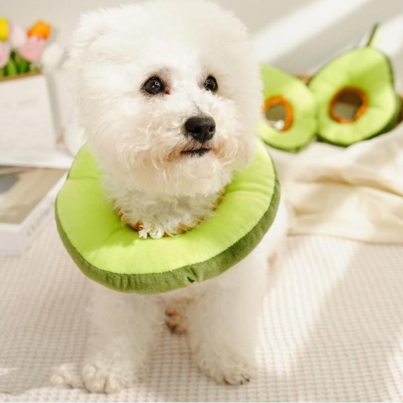Soft Adjustable Toast Avocado Shaped Cotton Pet Elizabethan Pet Collar Wound Healing Collar Prevent Bite Neck Ring Pet Supplies