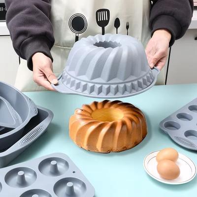 Gri Silikon Kek Kalıbı Yüksek Sıcaklığa Dayanıklı Kek Kalıbı DIY Hamur İşi Pişirme Aletleri Muffin 3D Ekmek Pişirme Aksesuarları