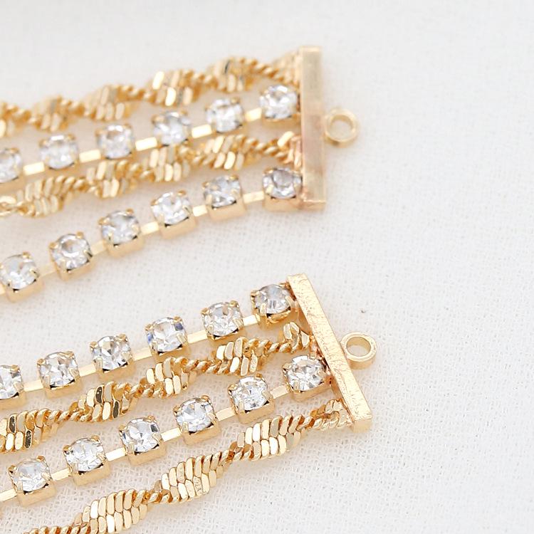 Korean-Style Handmade Zircon Tassel Long Earrings