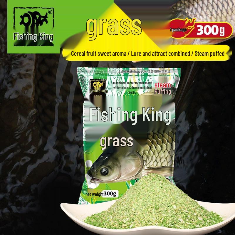 Fishing King Green Grass Bream Bait, Black Pit Cereal Fruit, Sweet Fragrance, Chinese Medicine, 300g - Attract & Catch Fish