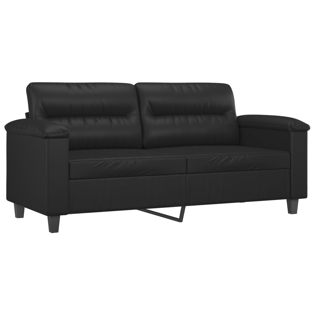 Vidaxl 3-Cz. Sofa Set with Cushions, Black, Faux Leather