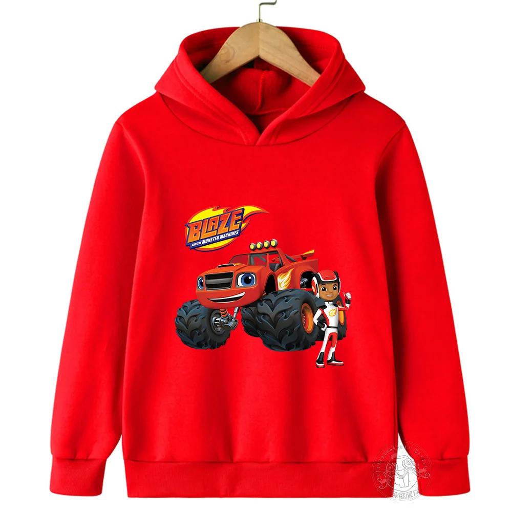 Boys Super Cool Blaze and the Monster Machines Printed Warm Hoodie Kids Fall and Winter Casual Fashion Soft Sweatshirt