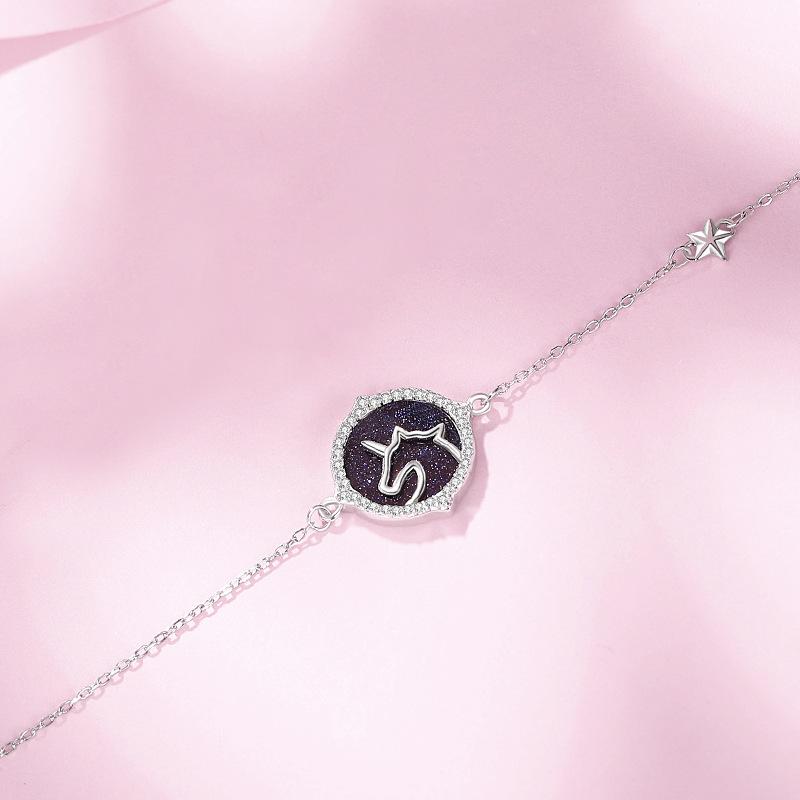 Tancise 925 Sterling Silber Zirkon Armband Schmuck Geometrische Perlenkette Gliederarmbänder Mode Feines Hochzeitsgeschenk für Freundin Frauen