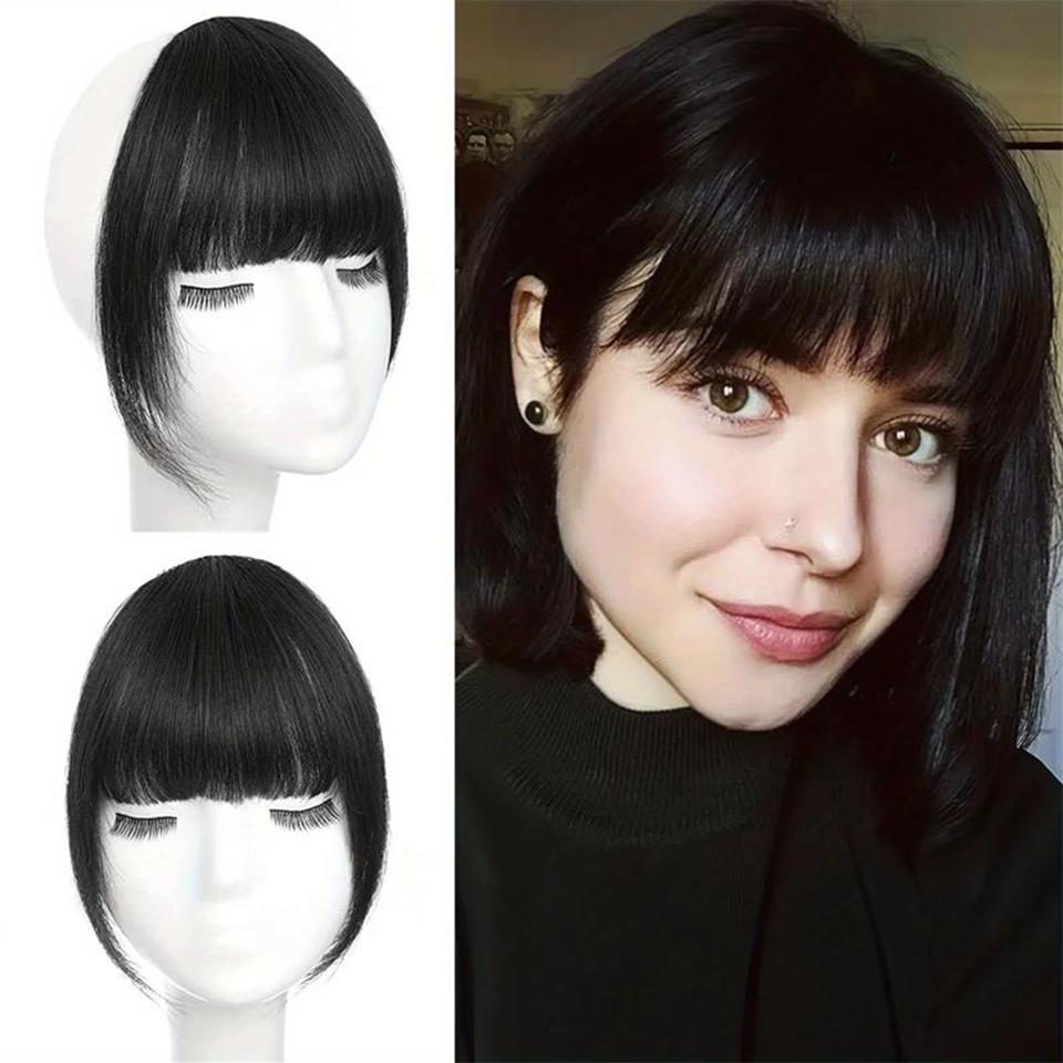 Vlasová ofina clip-in příčesky Ofina falešné vlasy paruky Syntetický tupé Vlasový příčesek s kotletami DIY Elegantní dámské Vlasové doplňky
