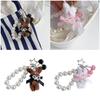Adorable Rabbit Cherry Charm Keychain With Imitation Pearls Detachable Phone Strap Bag Accessories For Girls