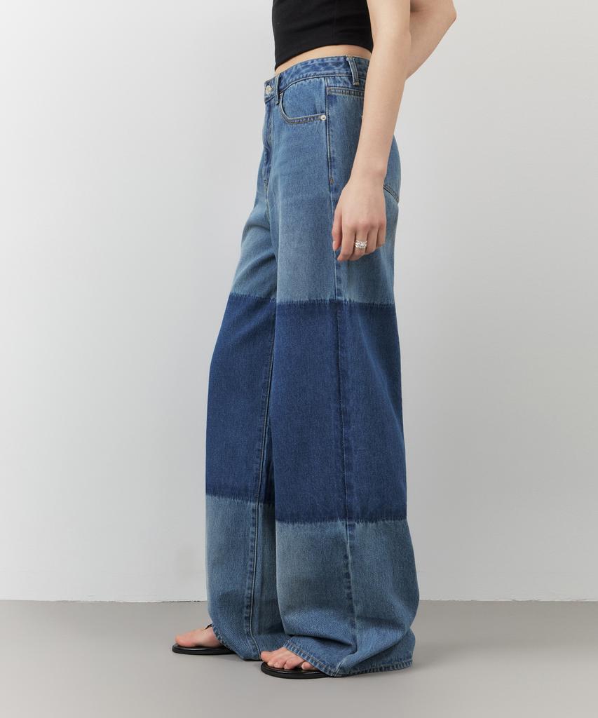 CITYBREEZE Color Block Wide Denim Pants_Indigo