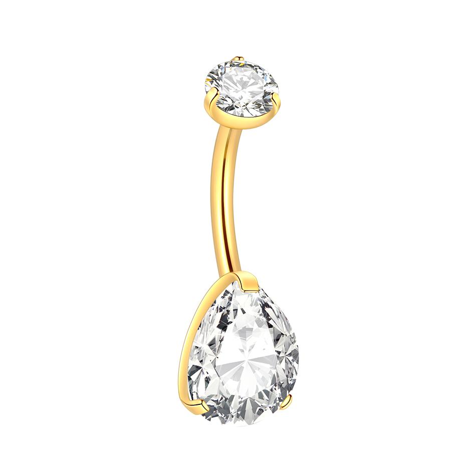 ASTM F136 Titanium Internally Threaded Round Drop CZ Navel Ring Belly Button Ring Navel Piercing Body Piercing Jewelry