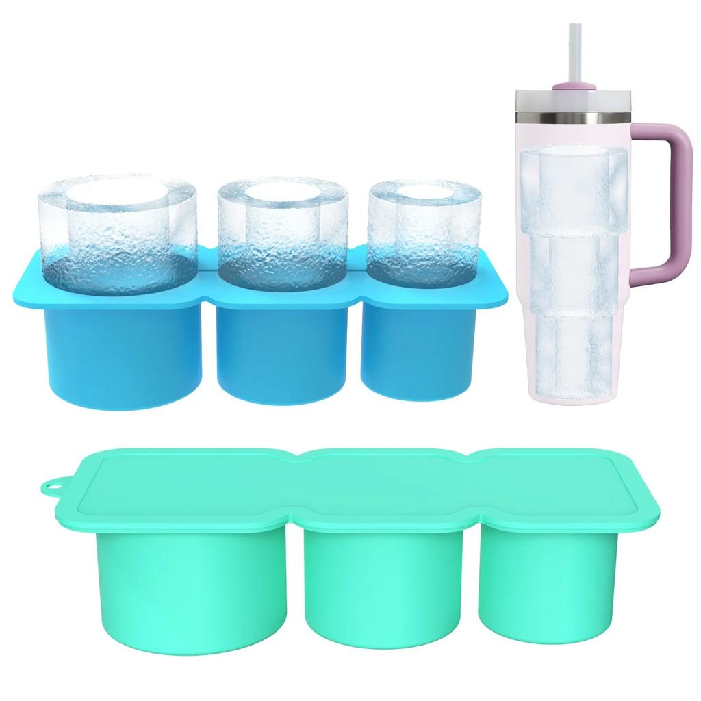 Silicone Ice Cube Mold for Water Cup with Lid Non Stick Summer Ice Molds Easy Demoulding Soft Ice Cube Ice Trays for Tumblers