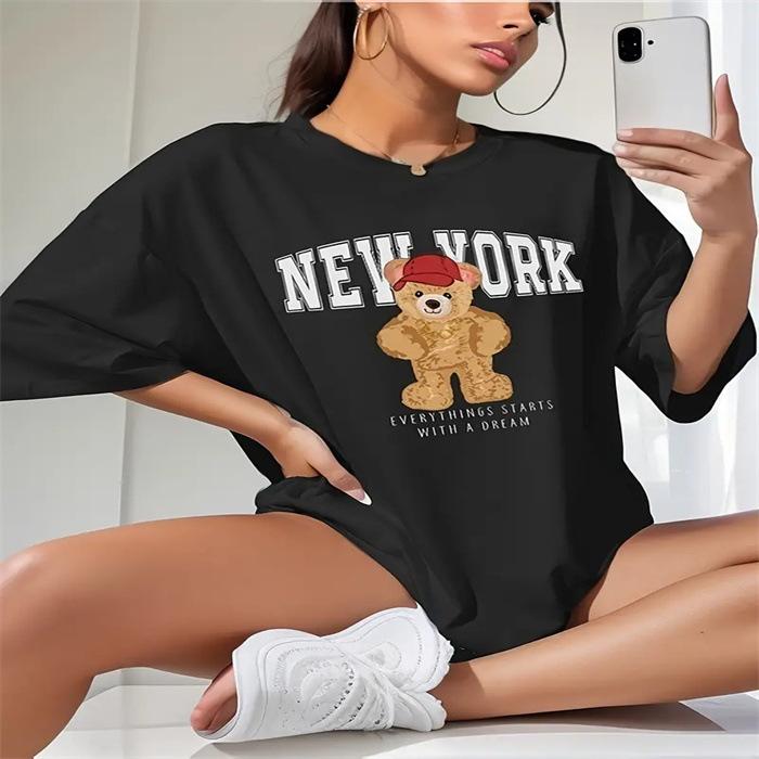 

Летний топ с круглым вырезом и принтом, модные повседневные милые женские футболки из чистого хлопка с короткими рукавами S