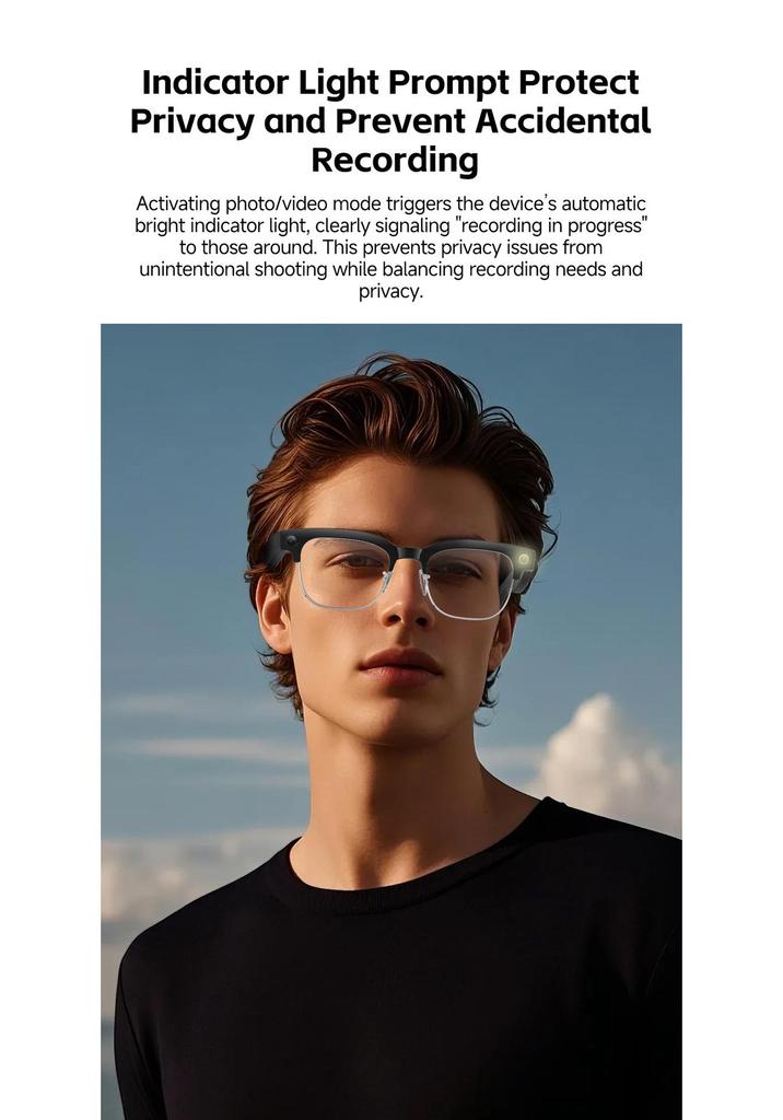 Smart Glasses W630T: AI-Enhanced Chat, Real-time Voice Translation, Photo & Video Recording