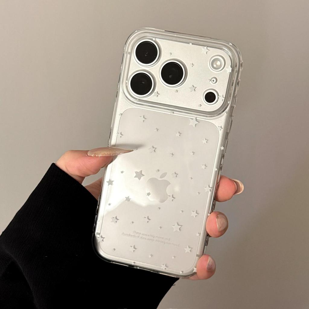 Transparent White Star Phone Case Compatible with iPhone 16, iPhone 17, and iPhone 17 Pro Max