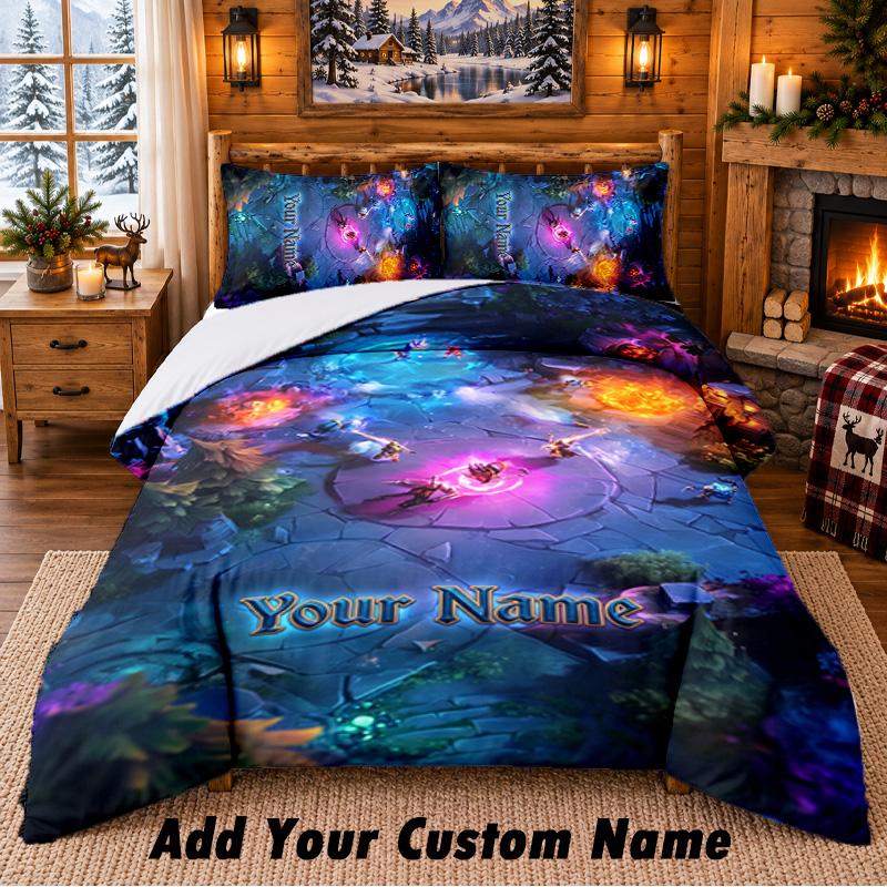 League of Legends Custom Name 3Pcs Bedding Set 1 Bed Sheet 2 Pillowcases Bedroom Home Decor