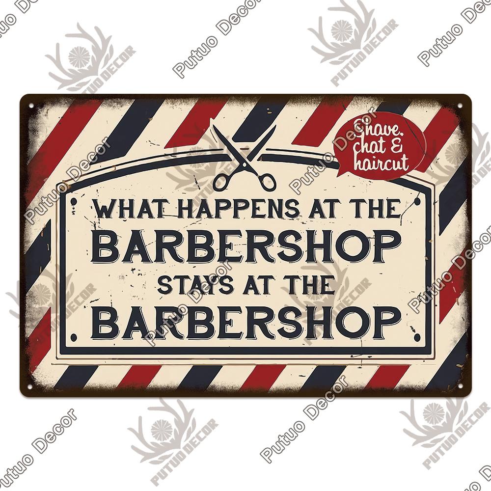Decor Barber Tin Sign Plaque Metal Plate Vintage Retro Barber Shop Wall Art Posters Iron Painting for Room House Stickers