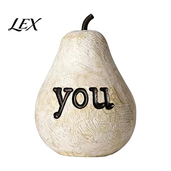 Decorative Table Ornaments Love/You/Mom Pear Sculpture, Resin Figurine, Vintage Style Living Room Accent Pieces Mother Birthday Ornament for