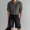 Honeycomb Empty Knitted Short-Sleeved Polo Shirt Men'S Washed Sunscreen Top Design Lapel Shirt