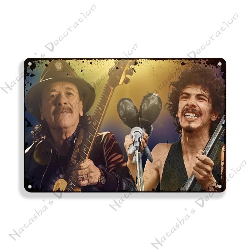 Santana Vintage Poster Music Metal Tin Sign Rock Band Metal Sign Decorative Sign Bar Pub Garage Metal Plate Retro Metal Plaque