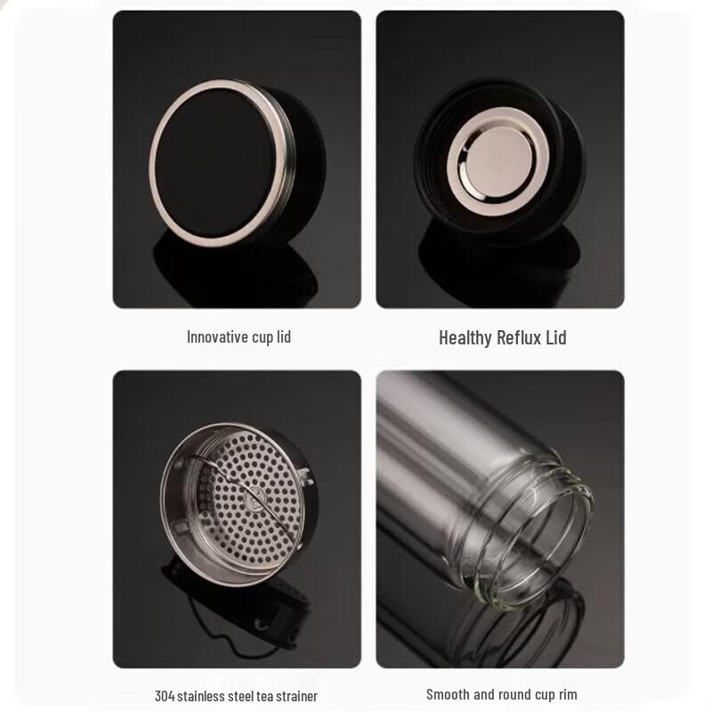 FUGUANG Double-Layer Glass Tea Infuser Mug, 400ml