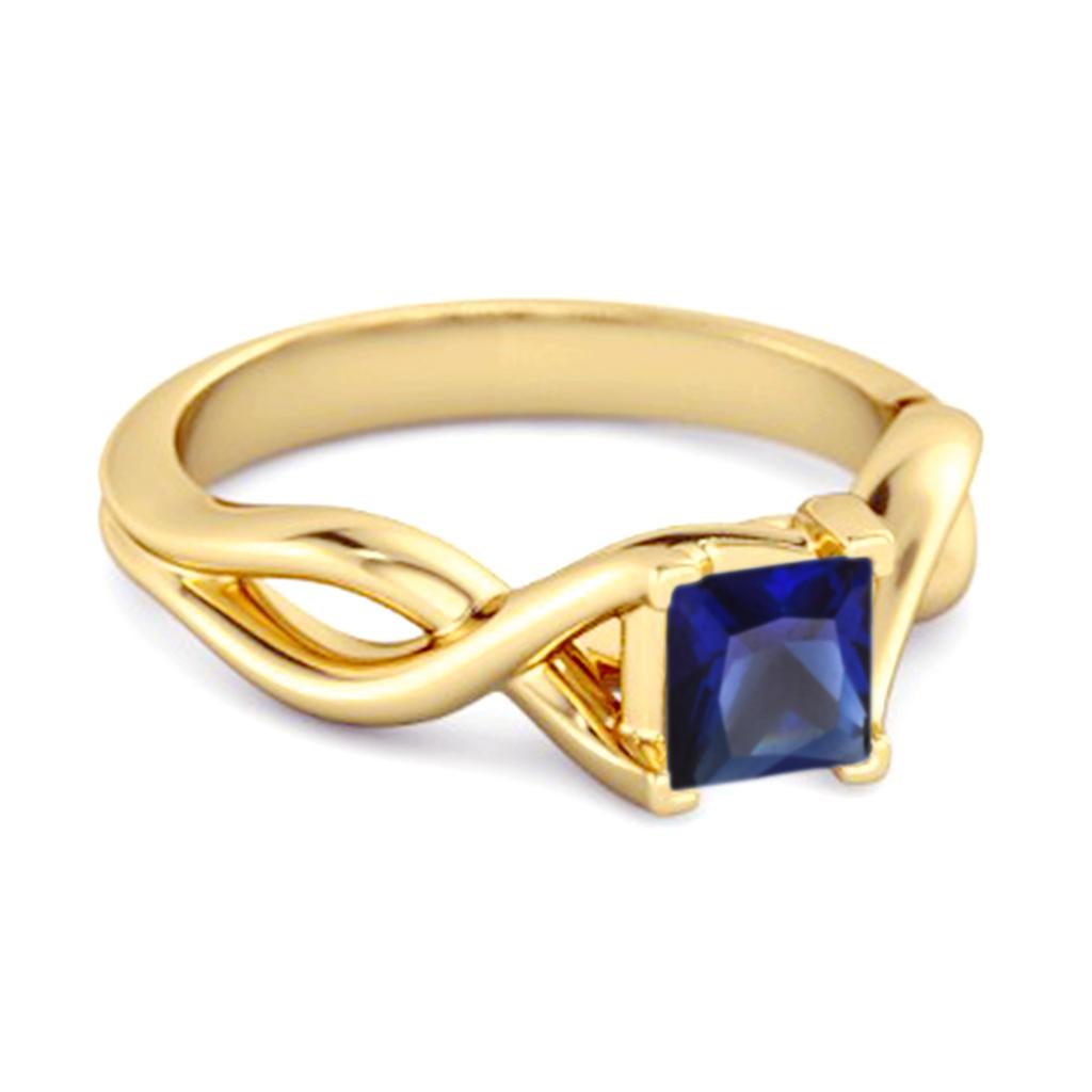 Blauer Saphir gedrehter Rankenbandring - 925 Sterlingsilber Gold Vermeil