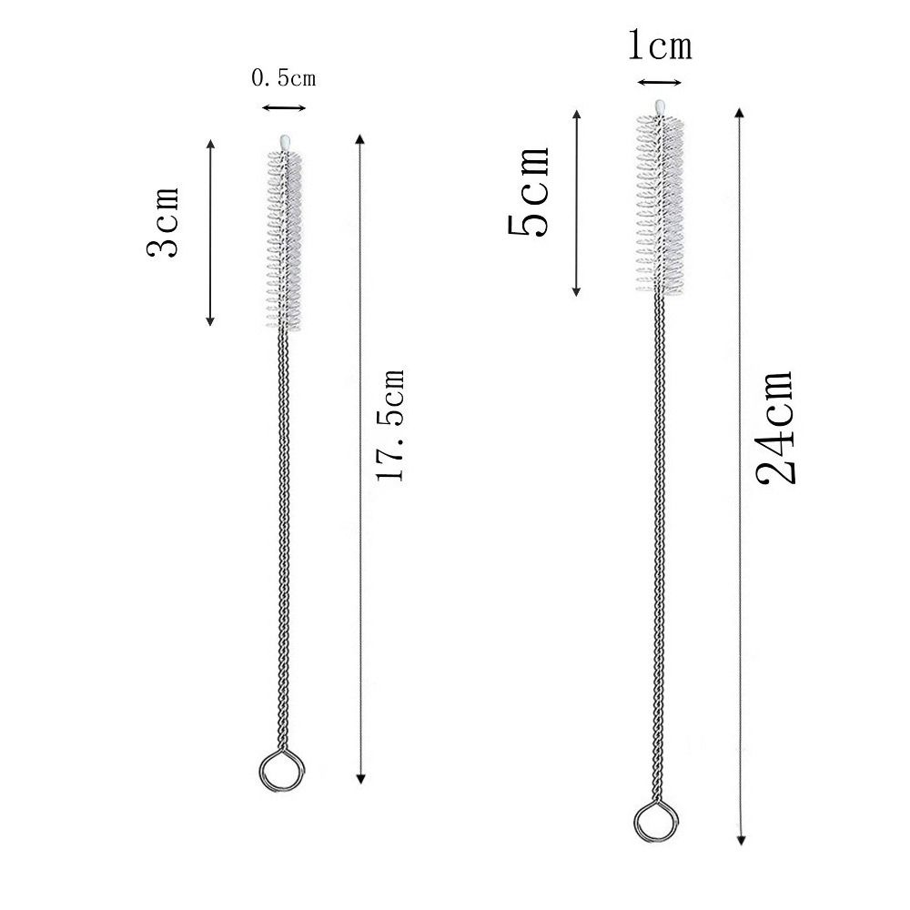 5pcs Soft Hair Straw Bottle Cleaning Brushes Stainless Steel Handle Bottle Cleaning Brush Kitchen