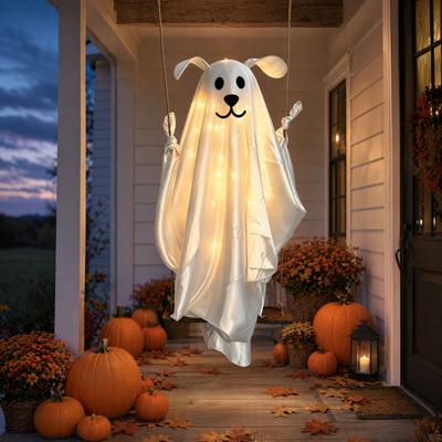 Halloween Hanging Ghost for Outdoor Decoration Cute Flying Satin White Ghost