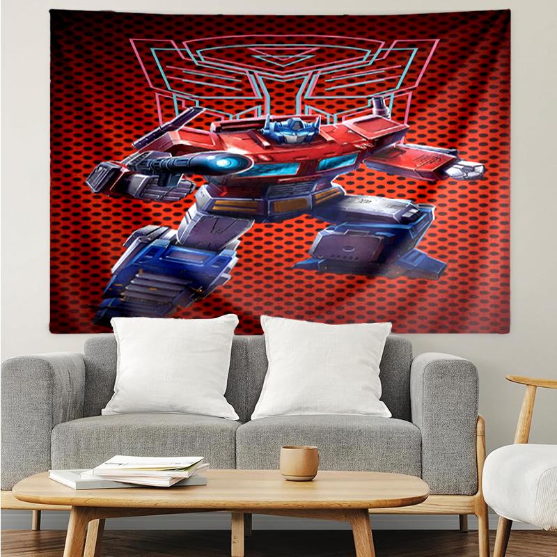 Transformers Print Tapestry, Backdrop, Easy Setup, Ideal for Bedroom, Office & Living Room, with Aesthetic Wall Hanging Decor.