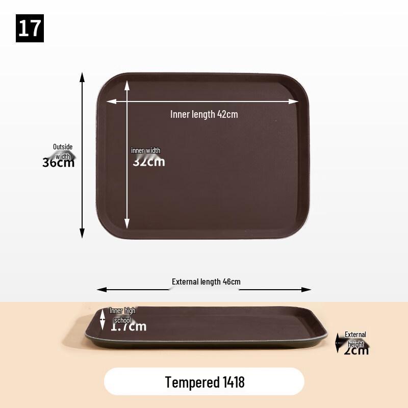 RuHan Commercial Square Plastic Serving Tray (4-Pack)