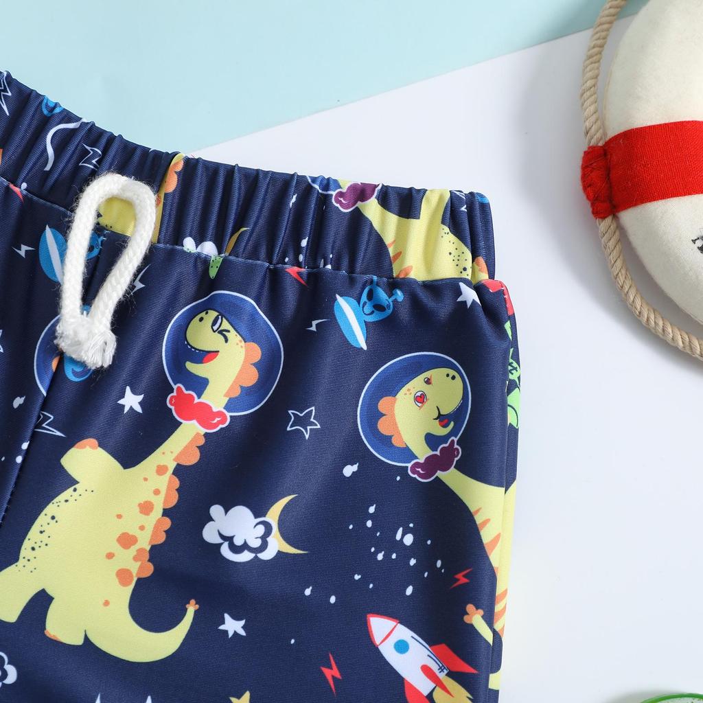 Cartoon Dinosaur Schnelltrocknende Badehose für Kleinkinder und Jungen