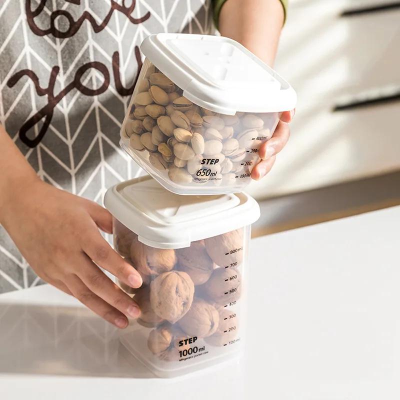 Plastic Sealed Cans Kitchen Storage Box Transparent Food Canister Keep Fresh New Clear Container In Different Capacity