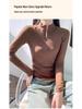 Women's Zipper Stand Collar Long Sleeve T-shirt - Autumn/Winter Warm Fashion Base Layer