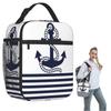 Navio Azul Âncora Náutica e Roda de Navio Oceano Bolsa Térmica para Almoço para Mulheres Crianças Caixas de Comida Portáteis Lancheira Térmica Tote