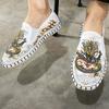 Fashion Cloth Shoes Embroidery Flower Social Guy Male Moccasin-Gommino Student Casual Shoes Fashion National Chinese Style 2024