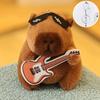 Guitar Kapibala Plush Toy Cartoon Capybara Pendant Soft Stuffed Doll Keychain Car Key Ring Backpack Bag Decor