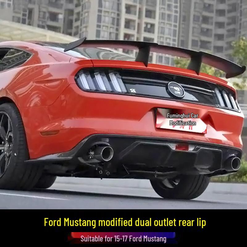 Carbon Fiber Dual Outlet Rear Lip Spoiler for 15-17 Ford Mustang