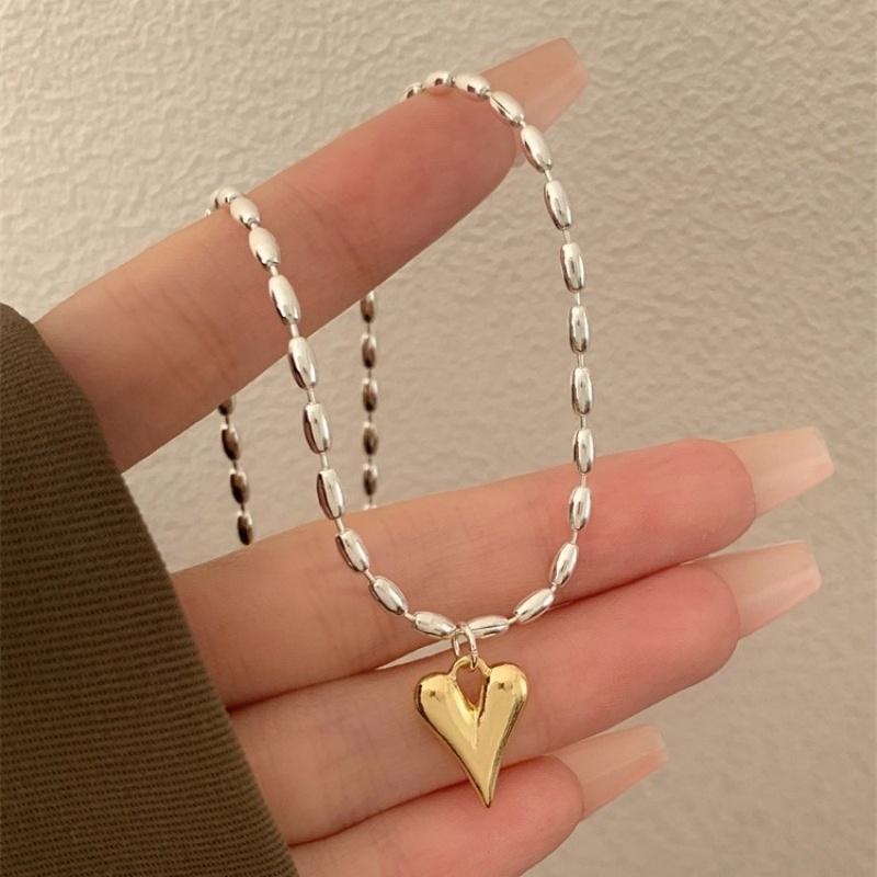 

Korean Fashion Necklace For Women Heart Shaped Necklace Pendant Temperament Clavicle Chain Birthday Party Zircon Gift