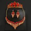 4PC Women's Fashion Water Drop Crown Necklace Earrings Zircon Set Suitable for Wedding, Party, Festival Gifts