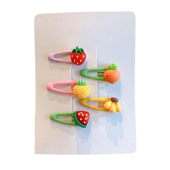 5/6Pcs Girl Hairpins Macaron Color Cartoon Fruit Flower Star Shapes Round Edge-Free Design Hair Clips Side Bang Hair