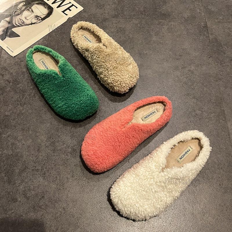 Pantofole Calde da Donna in Peluche Corto Comode da Infilare Autunno Inverno Ciabatte Taglia 35-40 Pantoflas Mujer Scarpe Casual da Donna