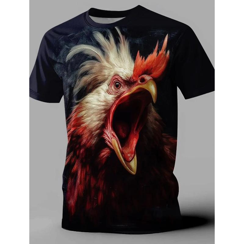 Mens T-shirts Men's Animal Funny 3D Print Round Neck T-Shirt Short Sleeve T-shirts