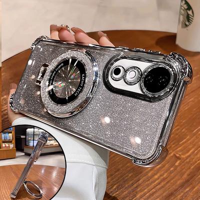 V 40 puzdro Luxusný magnetický držiak Nárazuvzdorný kryt Pre Vivo V40 V29 Lite V27 pro Y18 Y35 Y77 Y21 Puzdro s držiakom lesklé Trblietavé