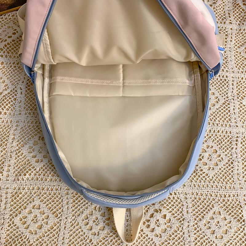 Schoolbag Junior High School Women's Large Capacity Backpack Color Contrast Backpack For High School Students